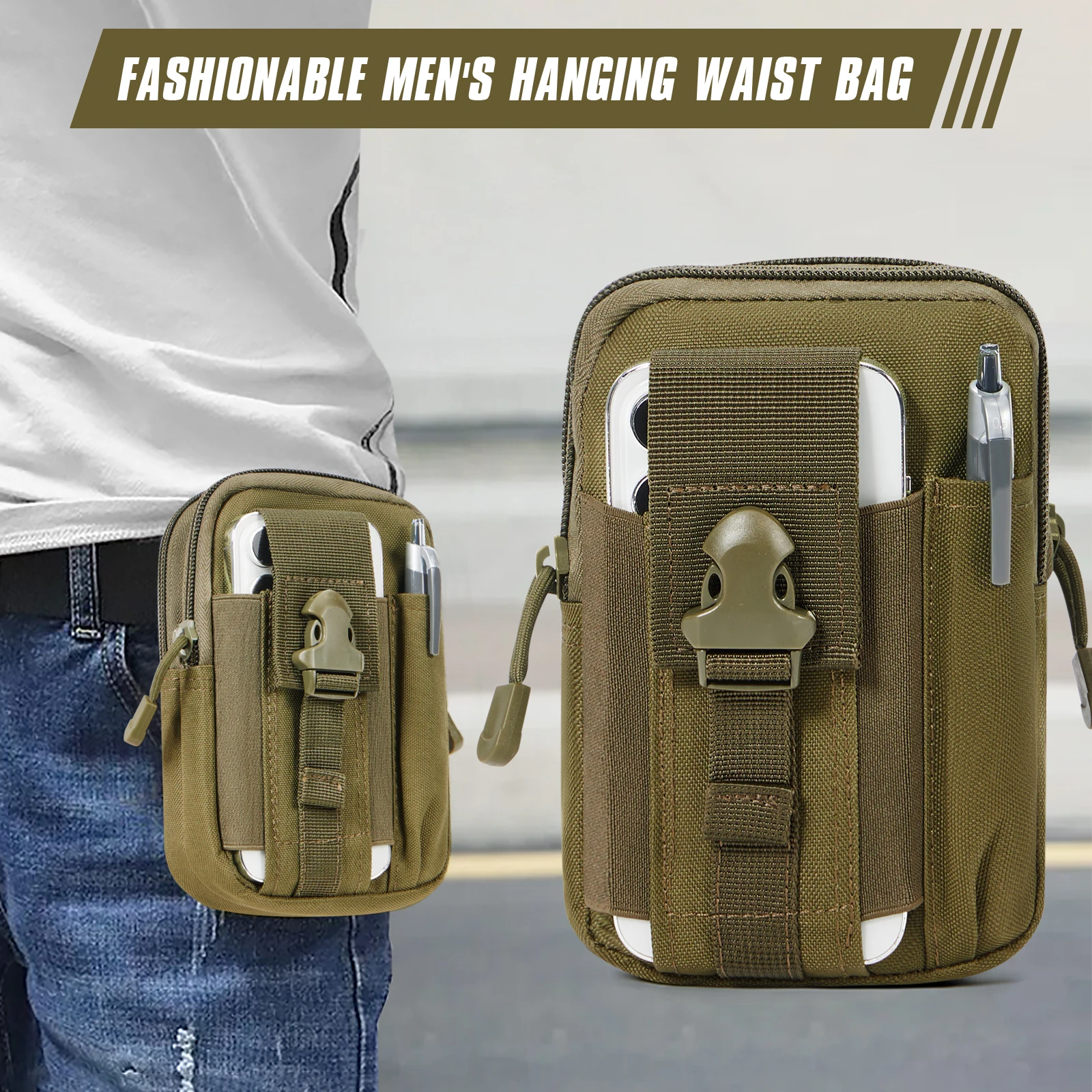 CamSolomon-Sac banane étanche multifonctionnel, sac de taille extérieur, sac militaire, sac DulBelt, portable, voyage, téléphone