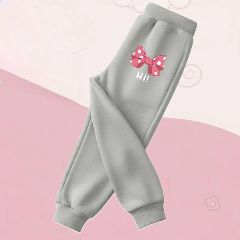 Frühling Herbst Mädchen Casual Hosen kinder Elastische Taille Jogger Kinder Hohe Taille Sport Hosen Nette Bogen Gedruckt Mädchen Hose – Detail 7