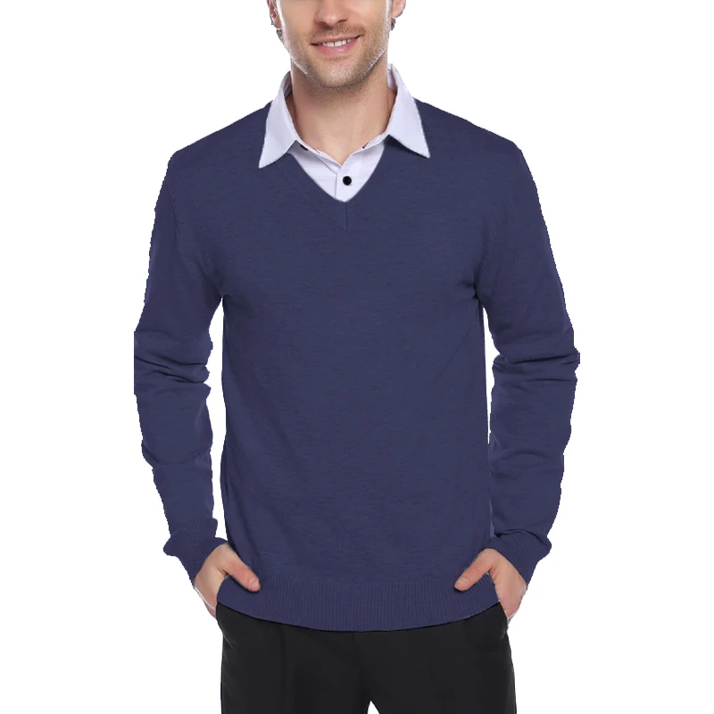 Animal Game Outdoor Mens Casual Sweater V Neck Pullover Lightweight Woolen Knit Men Sweater Slim Outwear Business Cold Blouse