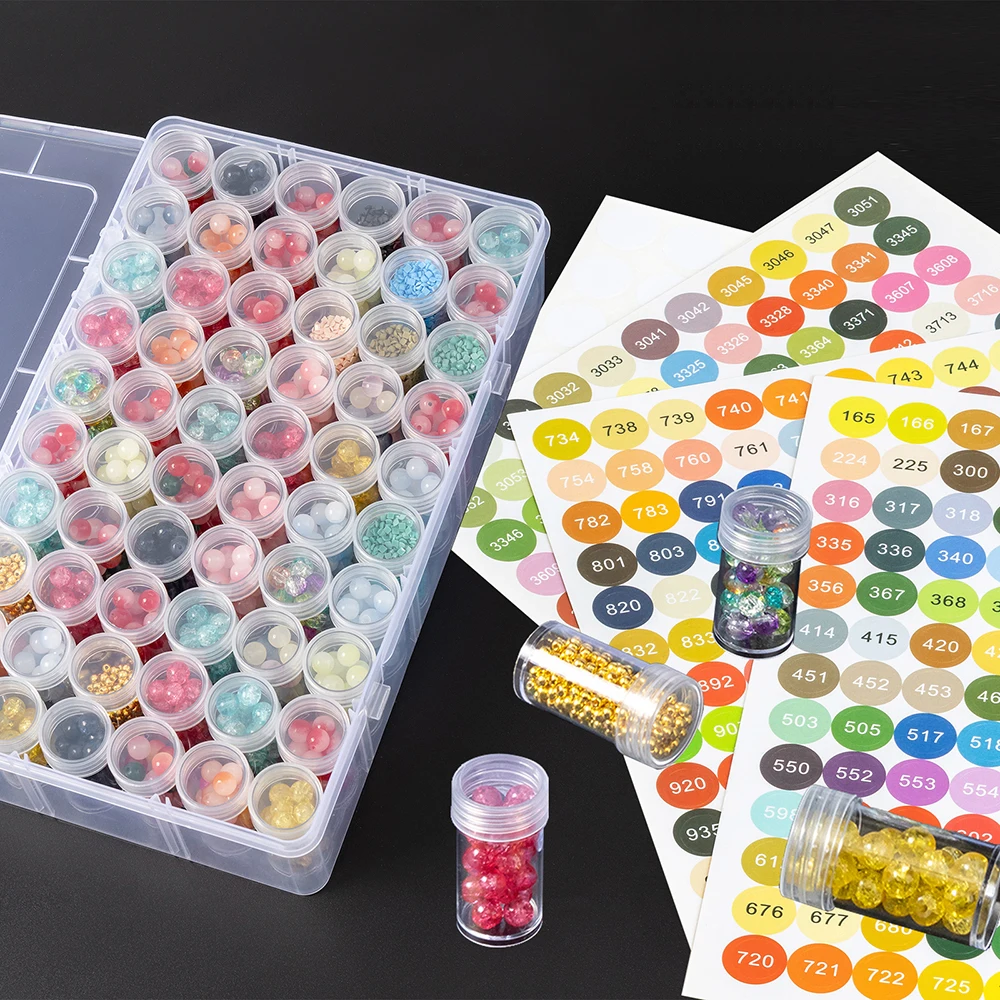 Plastic Storage Box 1pc 24/30/48/60/80 Slots DIY Diamond Painting Beads Charms Jewelry Accessories Organizer
