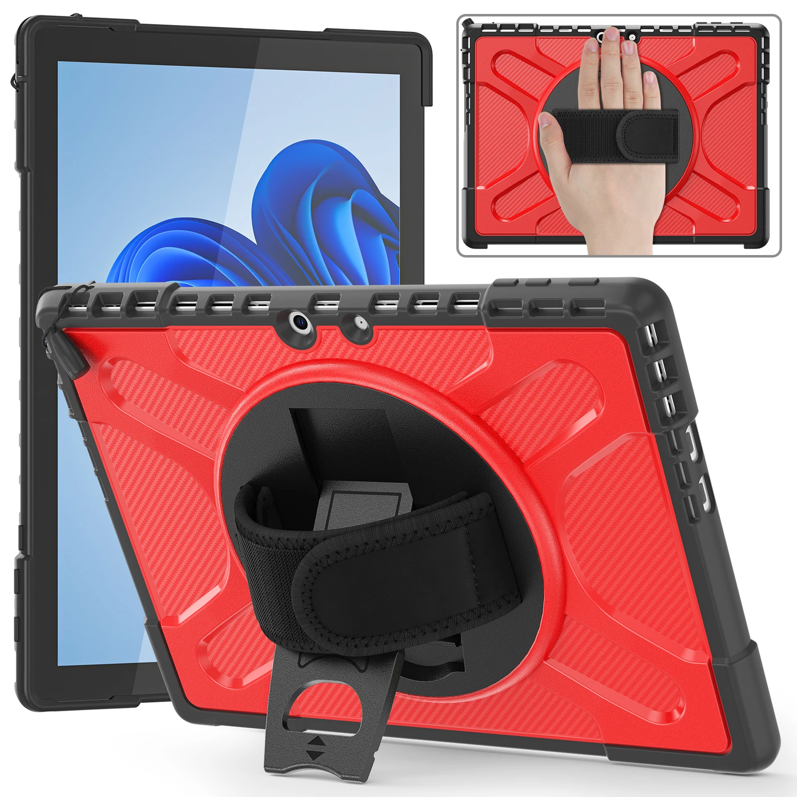 Rugged 3-Layer Shockproof Tablet Case with Hand Strap