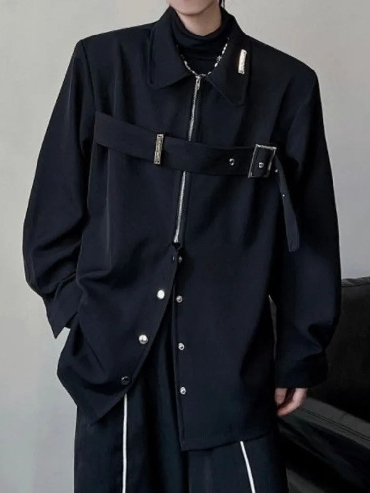Y2k All Black Spring Luxury Fashion Loose Shirt Casual Jacket Men Long-sleeved Shirt All-match Boutique Clothing Simple Style