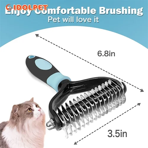 전문 애완 동물 Deshedding 브러시 양면 Dematting 개 빗 고양이 브러시 레이크 강아지 손질 도구 언더 코트 흘리기 비행 머리 5