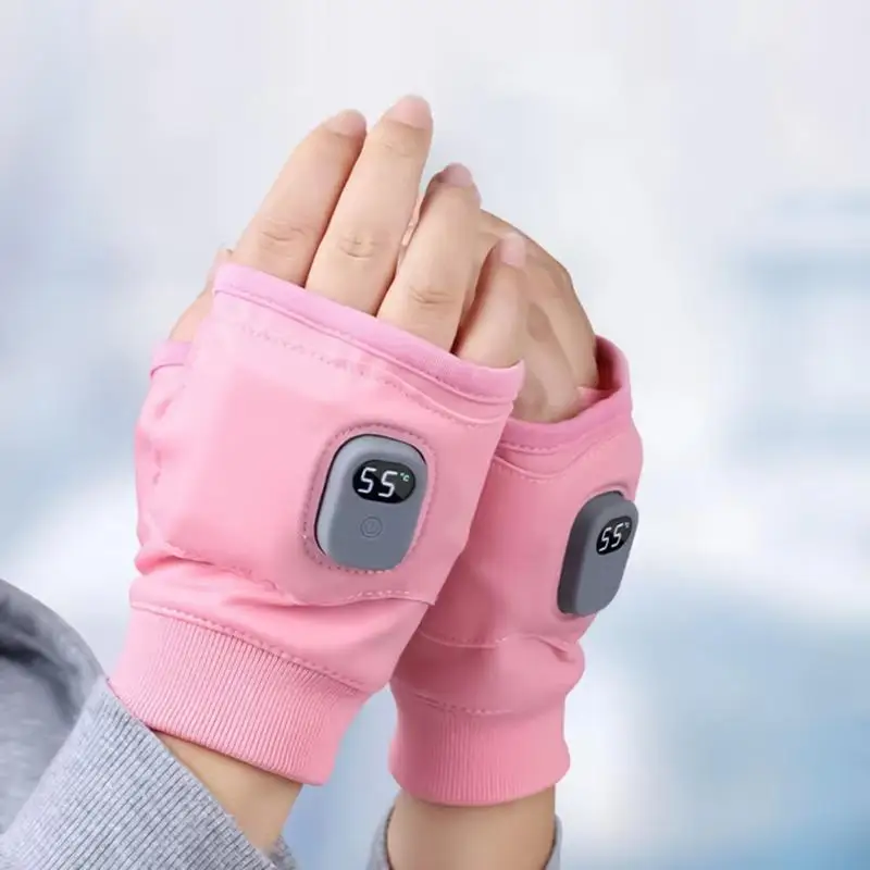 Fingerless Gloves Rechargeable Heated Gloves 360 surround Thermal Heated Gloves Winter Windproof Warm Fingerless for Outdoor Hiking Cycling fingerless gloves thermal gloves