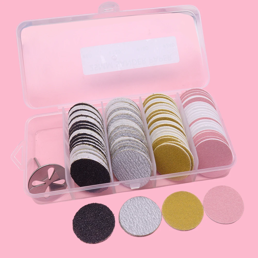 새로운 80개 샌딩 페이퍼 디스크와 금속 네일 드릴 비트 0.98인치 - 샌딩 디스크 네일 드릴 비트 페디큐어 및 매니큐어용 교체품