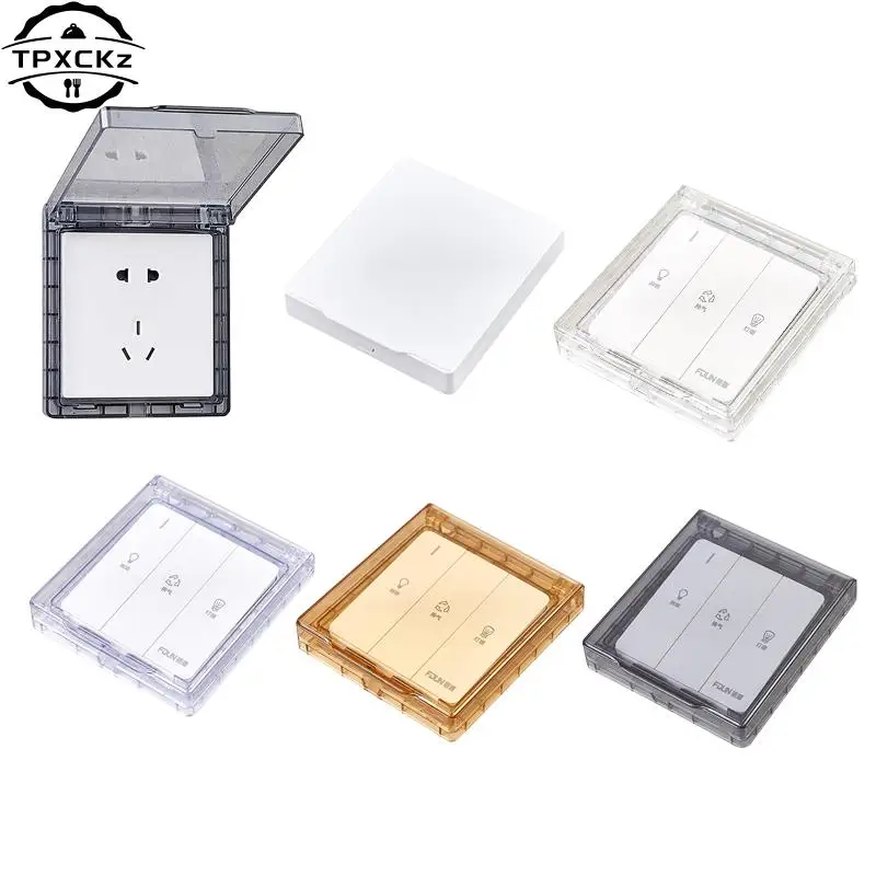 1pc 86 Type Splashproof Box Self-adhesive Waterproof Socket Protective Cover Switch Socket Cover Bathroom Light Switch Cover