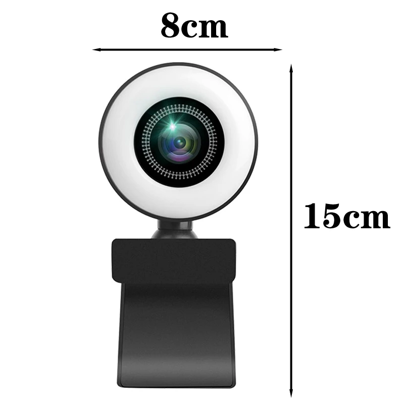 Webcam 1080P Mini Camera with Ring Fill Light Microphone for Youtube PC Laptop for PC Webcam