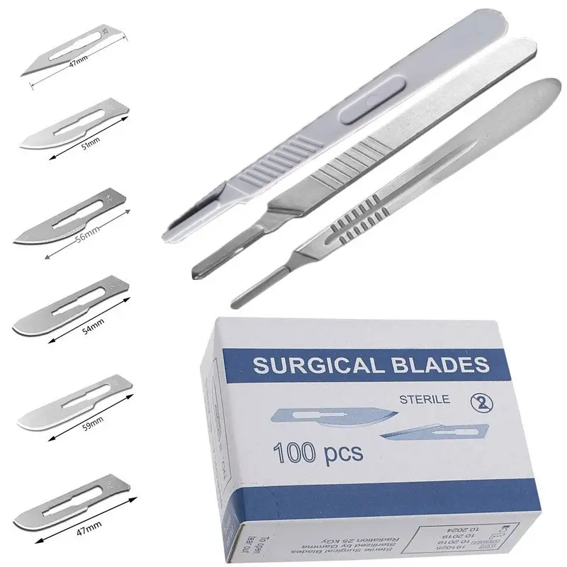 

20-100pcs NO.20-NO.25 Sterile Medical Surgical Blades for Cutting Phone PCB Repair DIY Carving Animal Eyebrow Scalpel Knife