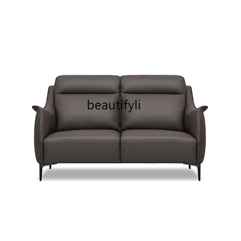 

Italian Minimalist Large and Small Apartment Type Living Room Napa Leather Sofa Modern Creative Straight Row Leather Sofa