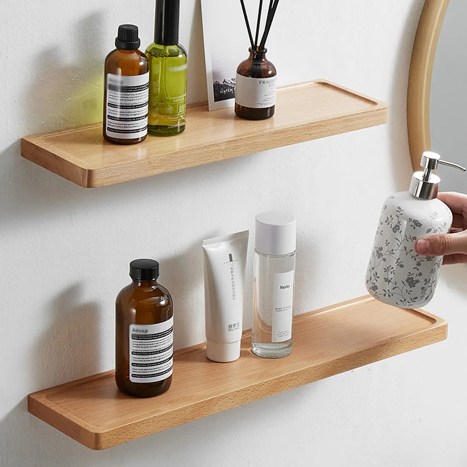 Wooden-Bathroom-Shelf-Gold-Wall-Rectangle-Kitchen-Aluminum-Beech ...