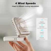 Mini ventilateur portable pliable de bureau, rechargeable 2500 mAh, 4 vitesses, avec support pour téléphone, ventilateur de refroidissement à suspendre au cou pour extérieur 2