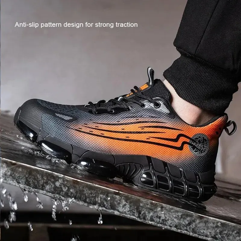Safety Shoes Men Shoes Air Cushion Sport Anti-smash Anti-puncture Indestructible Lightweight Protective