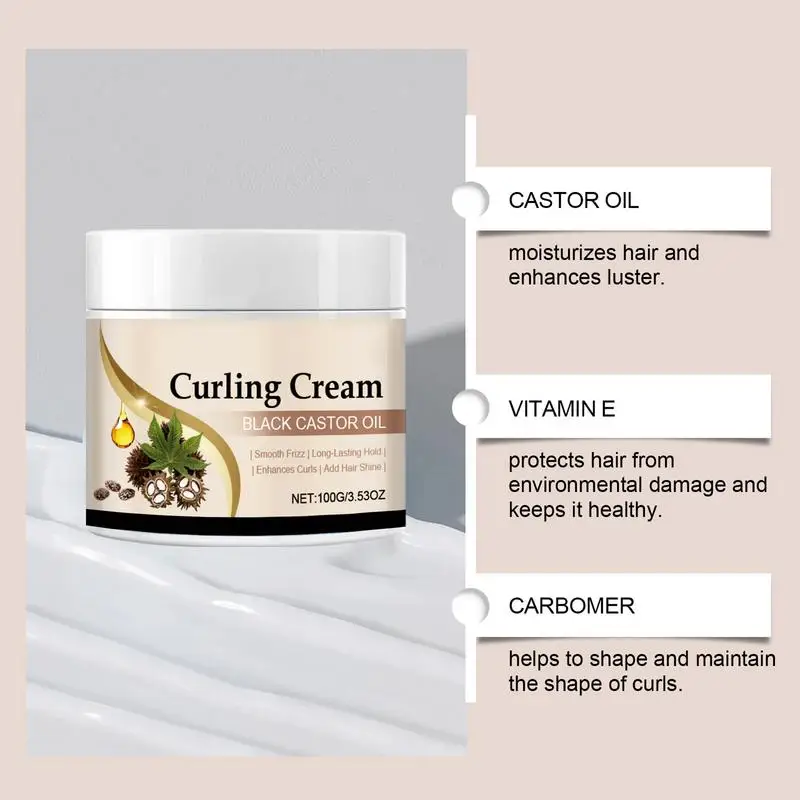 Oil Curl Cream 100g Non-Greasy Moisturizing Hair Cream Long Lasting Smoothing Anti-Frizz Lotion Defines & Enhances Curls & Waves