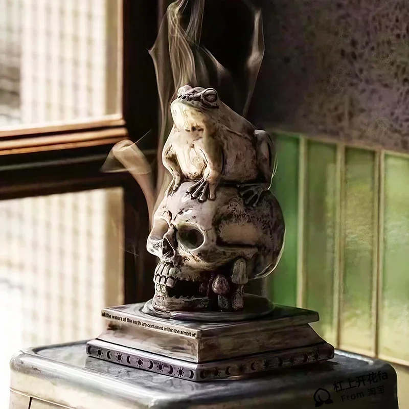 NEIGHBORHOOD Frog Skull Incense Burner, NBHD THE GREAT FROG Retro Aromatherapy Burner, Creative Ornaments, Birthday Gifts - Image 2