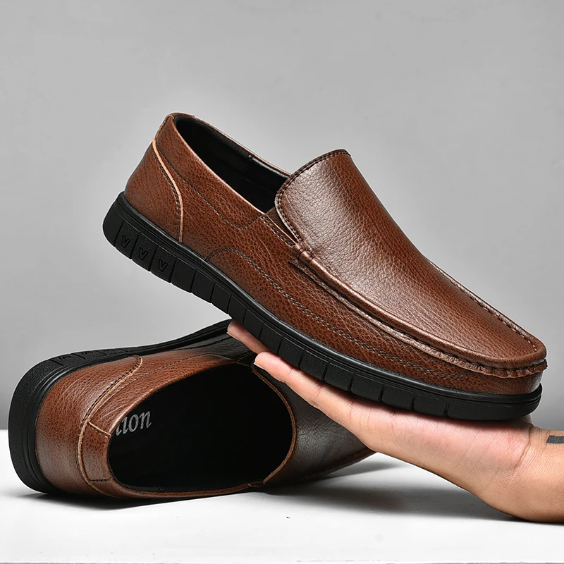 

2023 Men Boat Shoes Business Breathable Mens Loafers Shoes Moccasins Flat Shoes Casual Genuine Leather Footwear Slip on Antiskid