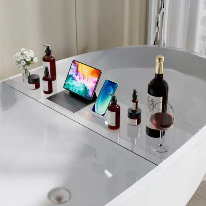 Creative Modern Bathroom Square Bathtub Storage Holder Multi functional Bathroom Acrylic Long Storage Holder 1PCS LF741