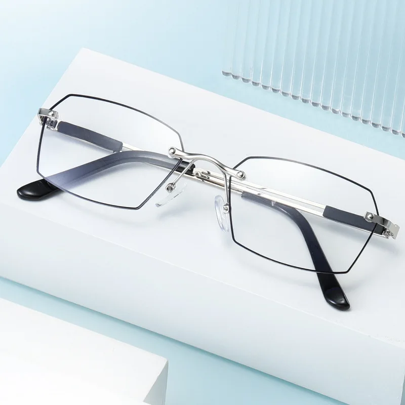 

New ultra-light high-end reading glasses for men anti-blue light multi-sided frameless cutting edge metal(DS-8886)