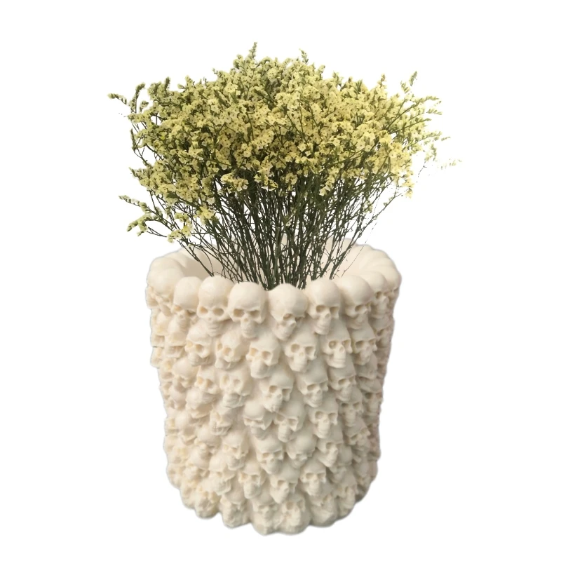 3D Skull Flowerpot Silicone Mold Epoxy Resin DIY Decoration Making Soap Melt Resin Polymer Clay Home Decoration