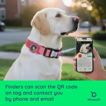 Airtag Dog Collar with QR Code Reflective Dog Collar with Airtag Holder Soft Padded Safety Locking Buckle Adjustable Dog Collar 2