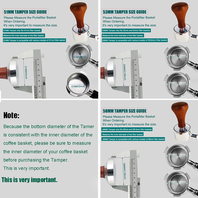 51mm 53mm 58mm Espresso manipulieren Kaffee Barista auf flacher Basis Kaffee stampfer mit Holzgriff – Detail 5