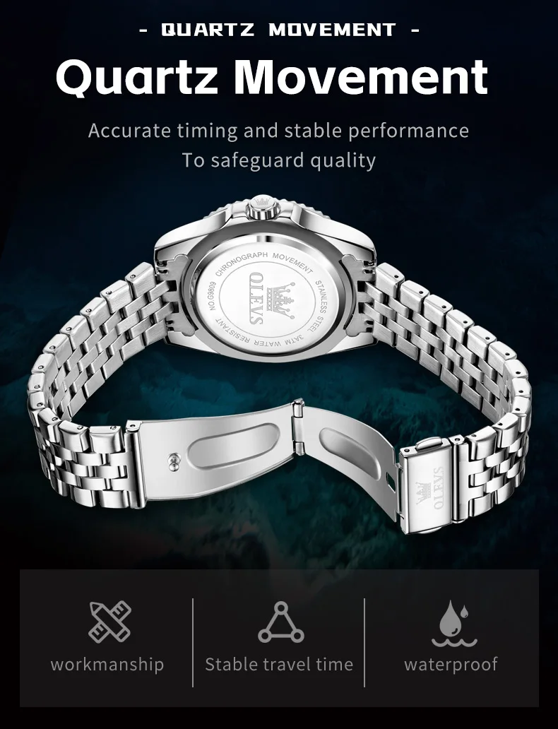 Luxury Mens Analog Quartz Watch - Submarine Series with One-Way Bezel