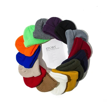 20 Colors Winter Warm Casual Short Thread Hip Hop Beanies Hat Korean Adult Women Men Elastic Wool Knitted Skull Cap Wholesale 2