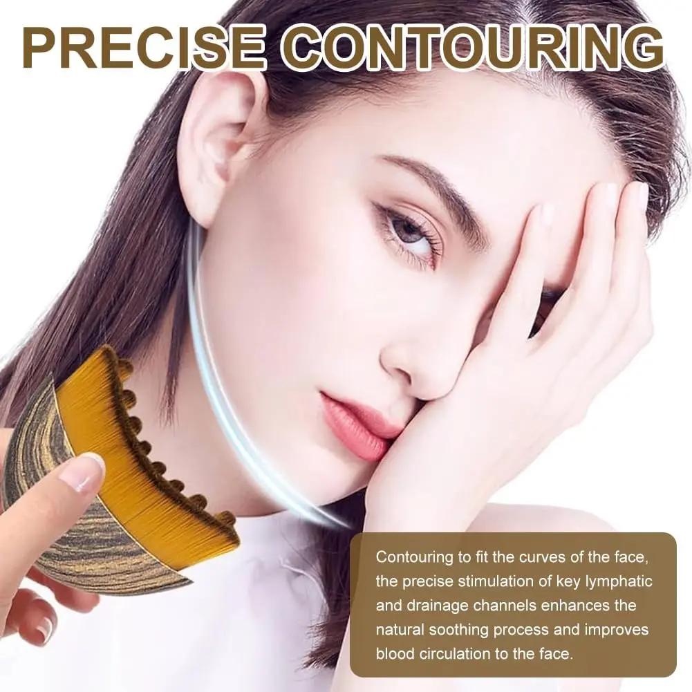 Lymphatic Face Massage Brush -Dry Brushing Contour Tool for Chin/Jawline Sculpting | Ergonomic Precision Grip for Fatigue Relief