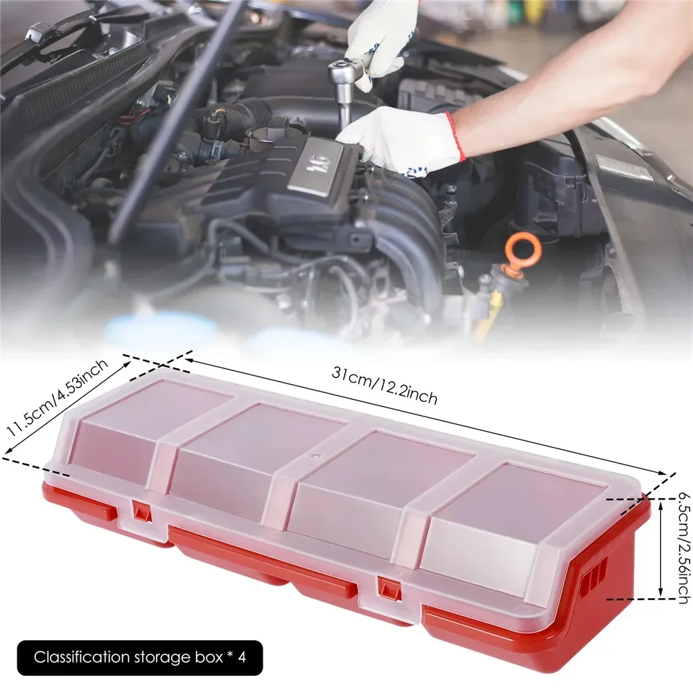 Tool Storage Box 2Pcs Plastic Screw Storage Box with 4 Compartments for Small Parts of Screws Nuts Nails and Bolts tool storage box,parts storage box,plastic tool box,storage organizer box,parts organizer
