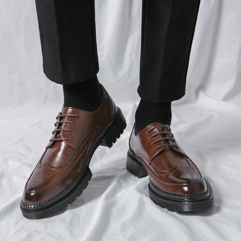 Men Leather Shoes Italian Brand Business Dress Casual Shoes Size 38-46