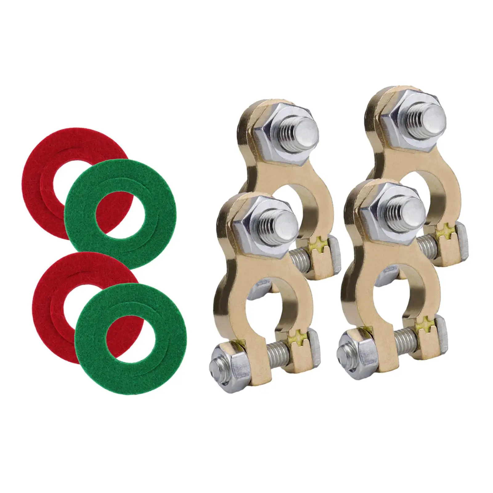 4 Pieces M8 Battery Terminal Connectors for 12V Universal 2inch Long Quick Release Durable Car RV Accessories Round Post Clamp