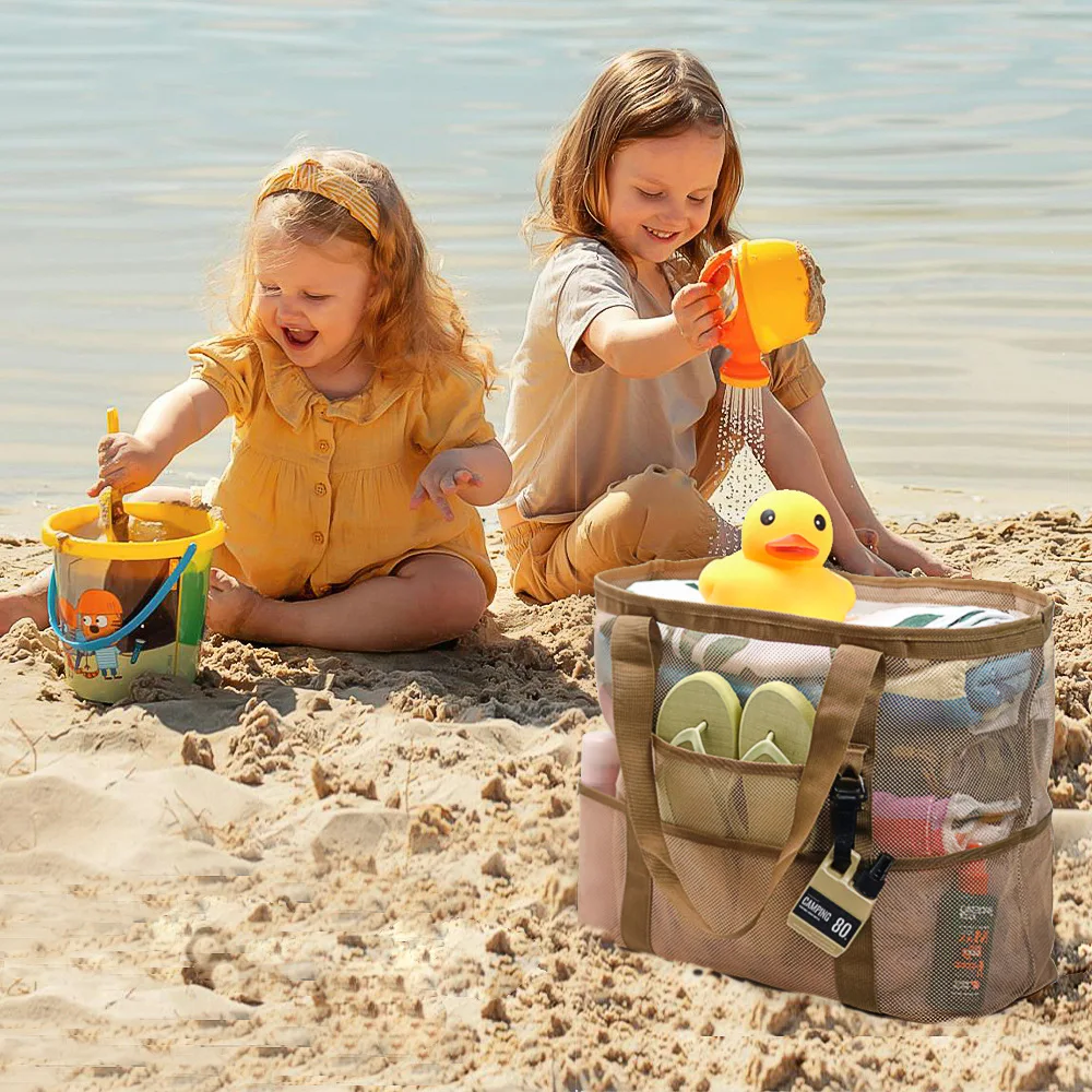 Summer New Hollowed Women's Beach Bag Multiple Pockets Travel Shoulder Bag For Women Large Capacity Toiletry Bag Vacation