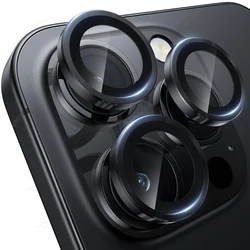 Premium Metal Camera Lens Protector with Tempered Glass Film - 17 (Black)