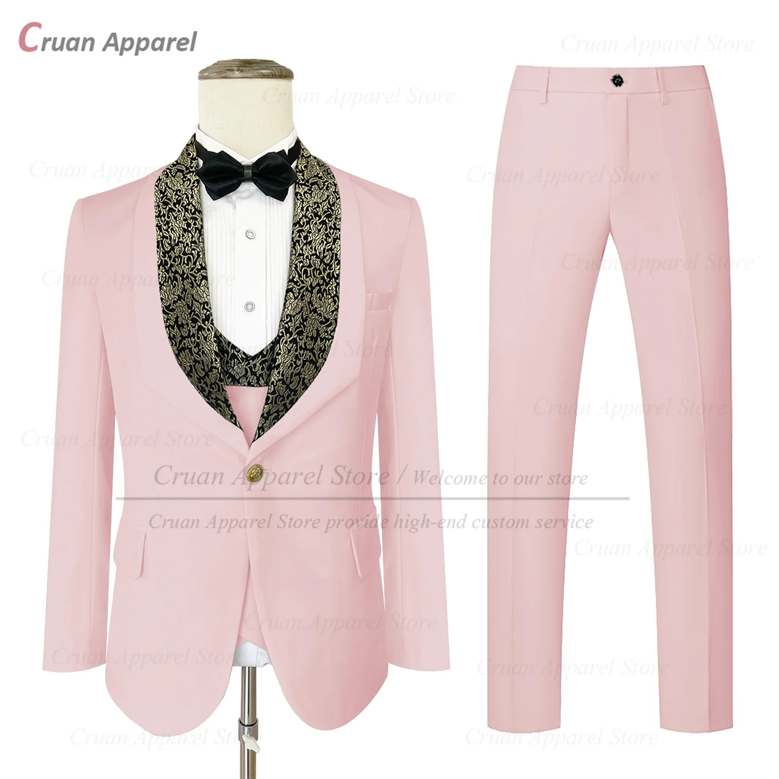 Formal Men Suit Sets Wedding Party Groomsman Tailor-made Elegant Blazer Vest Pants 3 Pieces Fashion Banquet Male Classic Outfits