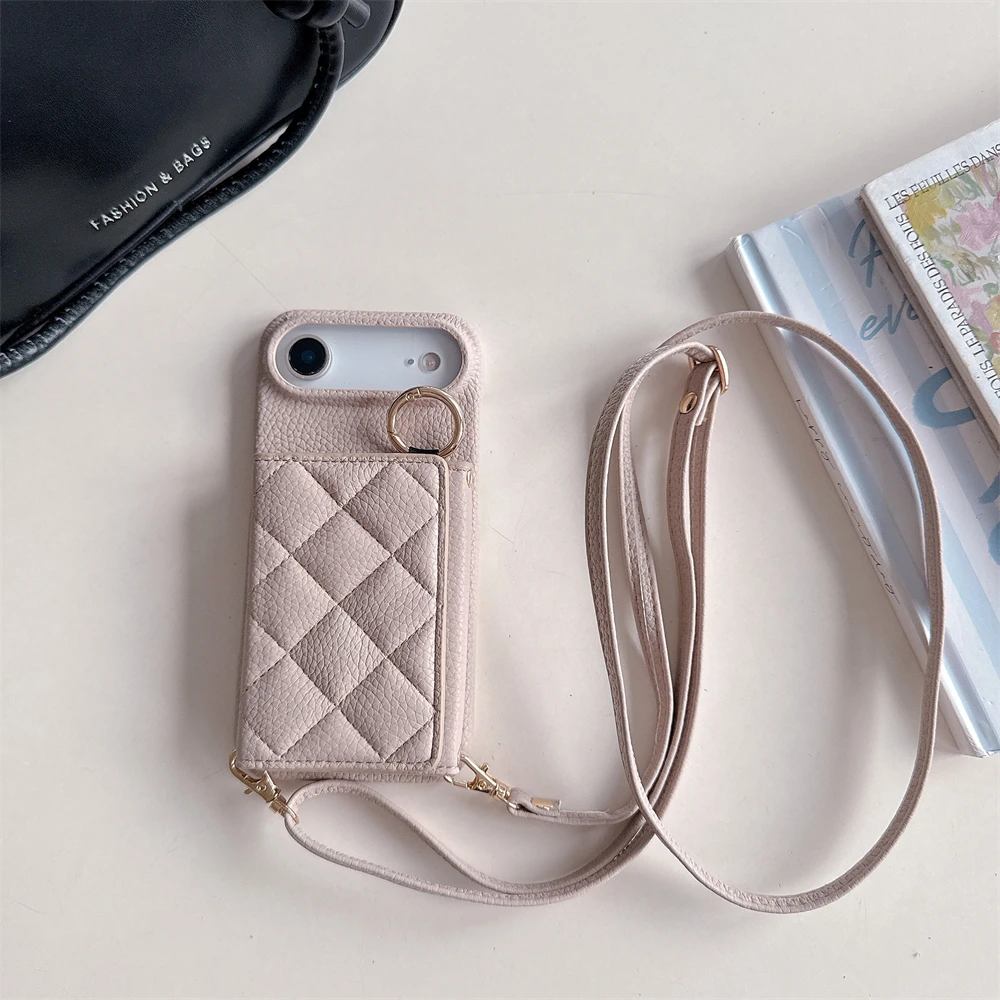 Crossbody Lanyard Wallet Case with Card Holder and Leather Cover