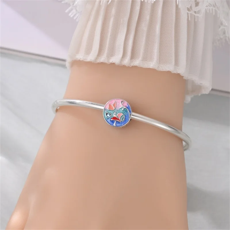 Original 925er Sterlingsilber-Charm-Perlen, leuchtende leuchtende Laterne, Engel, magische Katze, Dschungel-Anhänger, Perle für Armband, Charm-Schmuck – Detail 4