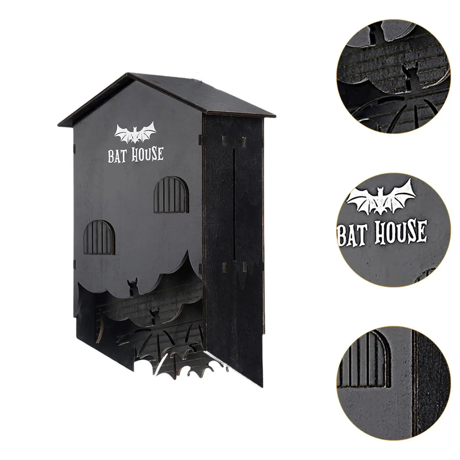 รูปสินค้า บ้านค้างคาวไม้ตกแต่งสวน 3 ช่อง แขวนผนังได้