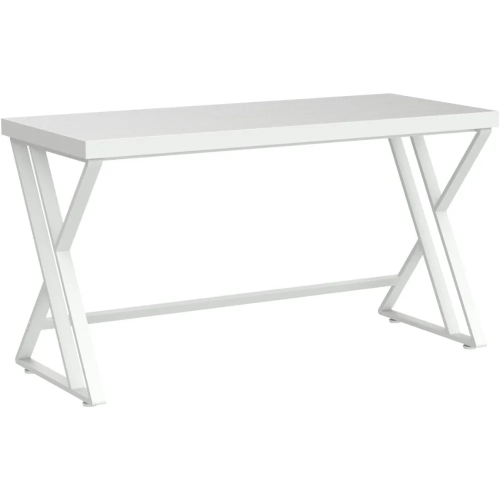 contemporary wooden desk for home office, stylish pc and writing desk, metal and wood executive workstation, minimalist desk for