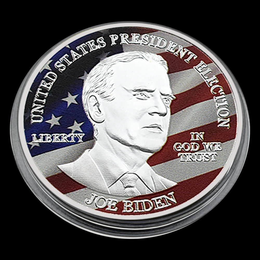 

US President Biden Silver Plated Commemorative Coin with plastic case 1 oz metal badge - Rare