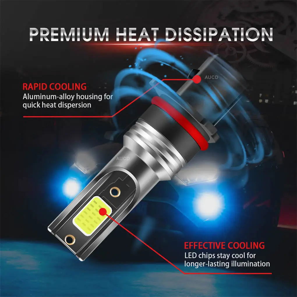 2PCS P13W Universal LED COB Headlight Fog Lamp Kit Cars Ice Blue Mini Bulbs 60W/Pair 6000LM 8000K Car Brightness Bulb Headlamp