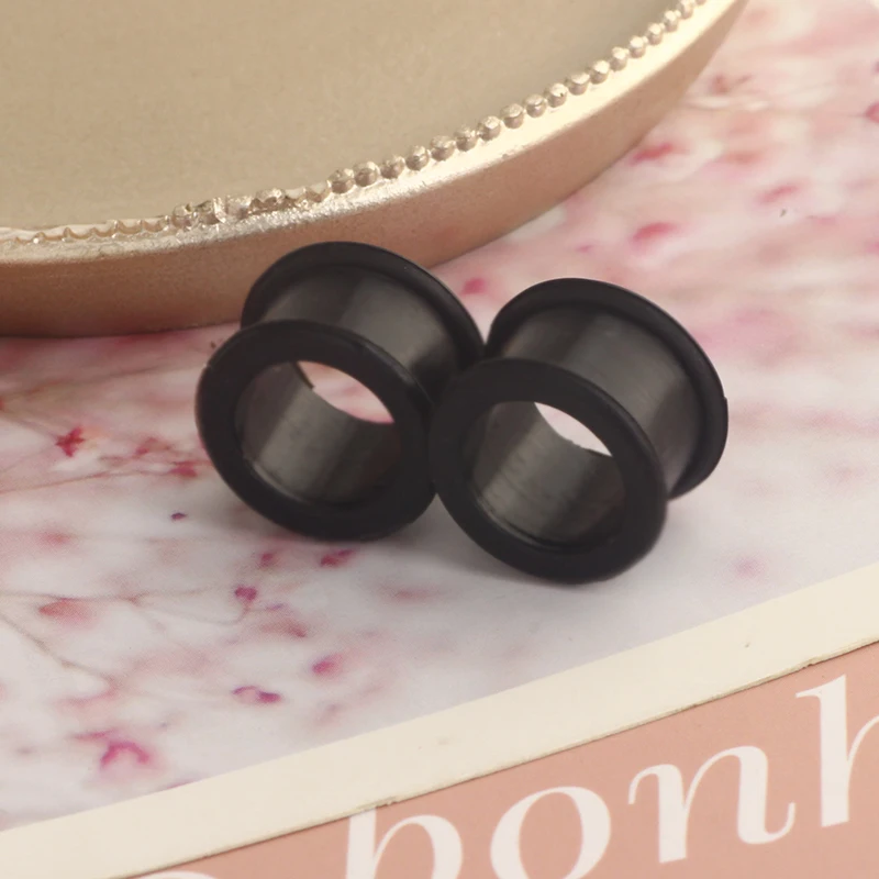 Piercing Tunnel Set Soft/Hard Silicone Flesh Ear Plugs 2g-25mm Flexible Ear Stretching Gauge Expander 6-24MM mix 10 size black