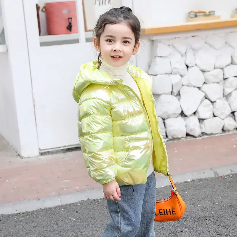 

Girl Bright Children's Autumn and Winter Down Jacket Boys Short Colorful Light Baby Hooded Outerwear Christmas Present Kid Coats