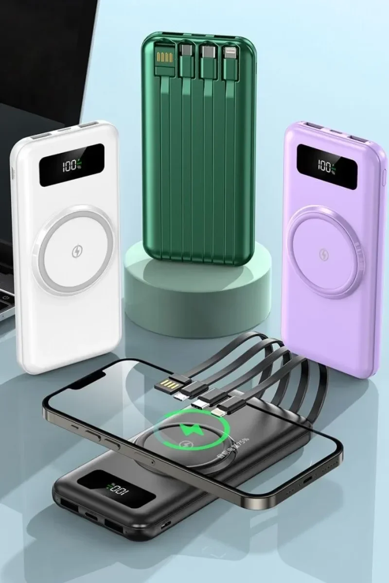 

2024 new power bank 200000 W intelligent control direct deal in three colors: black, white, and green Portable power bank Widely