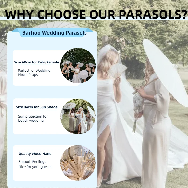 30-50PCS Parasol Umbrellas Wedding Photo Cosplay Prop 80cm Paper Umbrella DIY White Umbrella Summer Whites Party Beach Decor 5