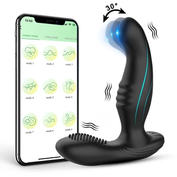 APP Controllo Maschio Wiggle Massaggiatore Della Prostata Vibratore Anale Butt Plug Costine Stimolatore Della Prostata Anal Buttplug Giocattoli Del Sesso Per Gli Uomini 18