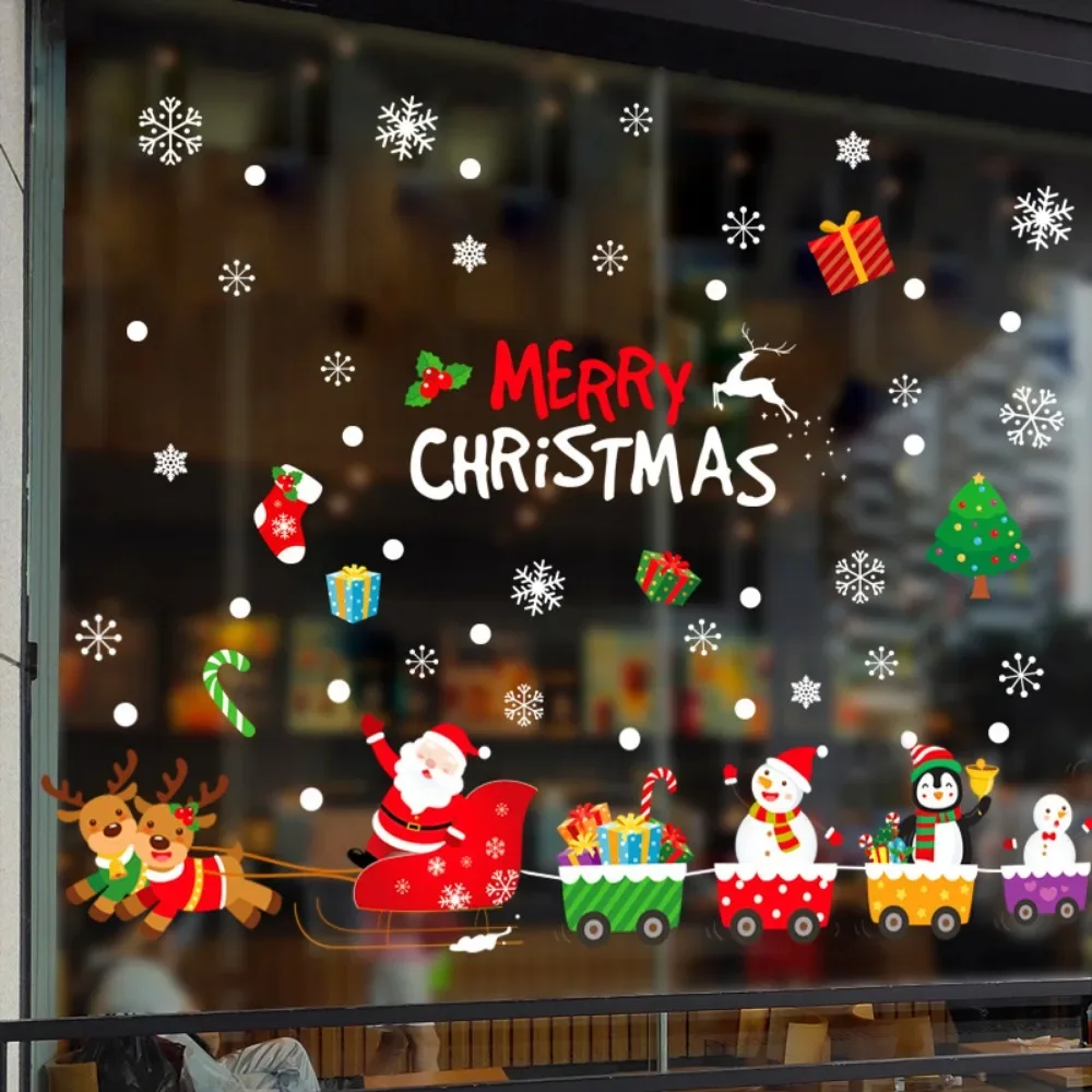 Christmas Winter Snowflake Stickers Santa Claus Xmas Tree Branch Window Glass Sticker Merry Christmas Decor Happy New Year window stickers