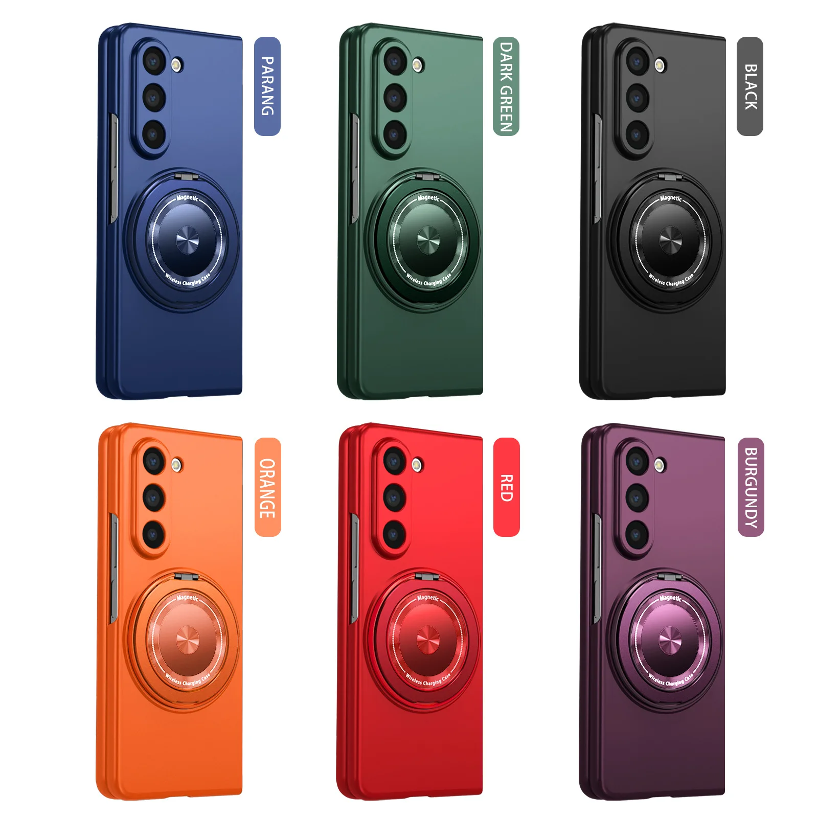 Magnetic Wireless Charging Case with 360° Rotating Stand Holder - Protective Cover