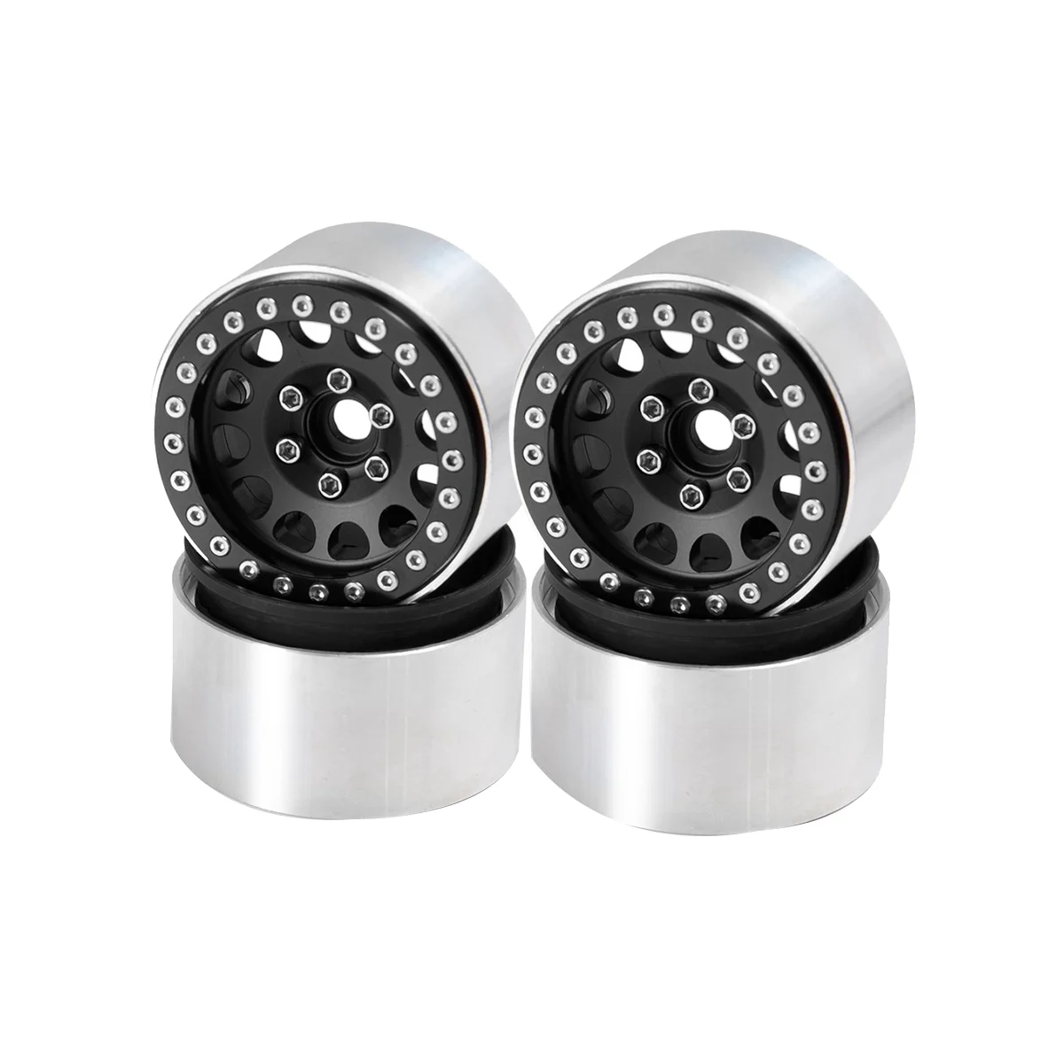 

4Pcs 1.9 Metal Beadlock Wheel Hub Rim for 1/10 RC Traxxas TRX4 SCX10 SCX10-II 90046 SCX10-III AXI03007 D90 Black