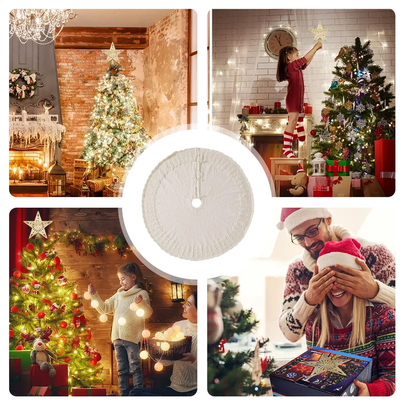 Christmas Tree Skirt Fan-Shaped Trim Aesthetics Rustic Christmas Tree Skirts For Indoor Outdoor Yard Garden Dormitory Hotel