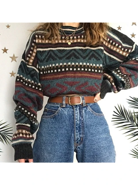 Vintage oversize sweater in dark colors