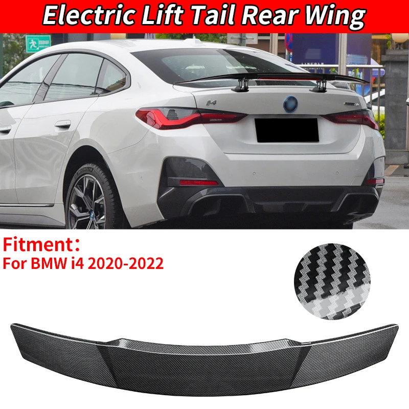 

For BMW i4 2020 2021 2022 Car Styling Accessories Carbon Fiber Rear Spoiler Wing Trunk Tail Remote Control Modification Lift